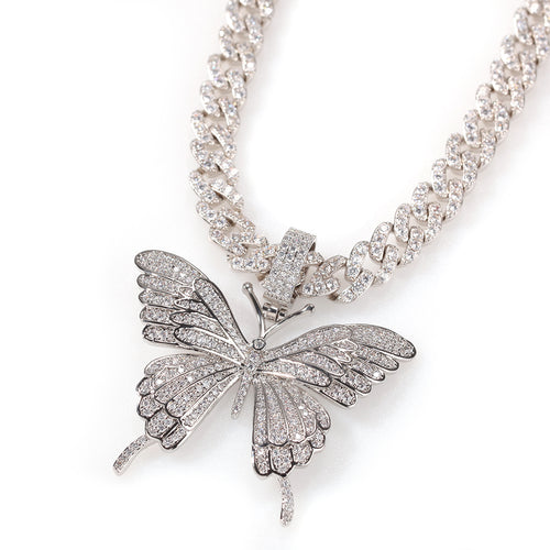 Iced Out Butterfly Pendant