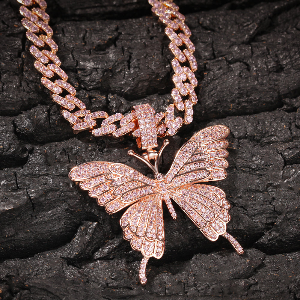 Iced Out Butterfly Pendant