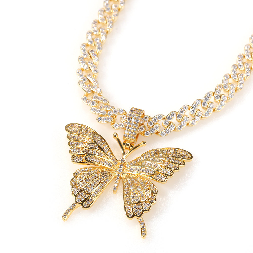 Iced Out Butterfly Pendant