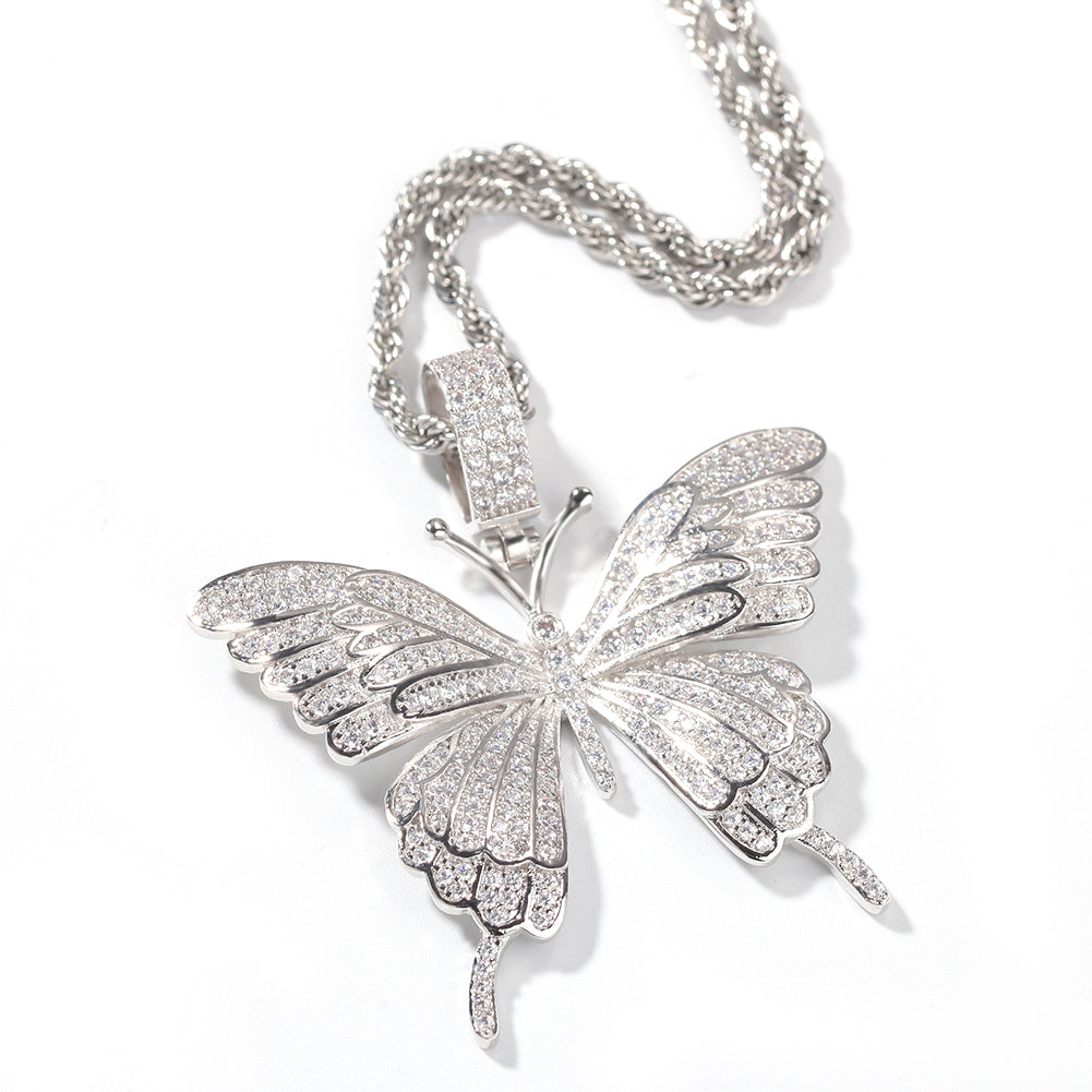 Iced Out Butterfly Pendant