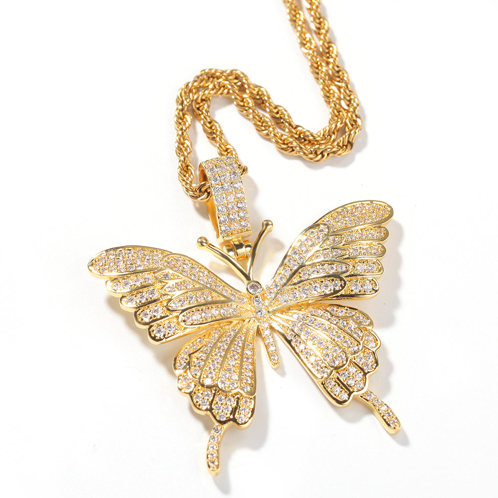 Iced Out Butterfly Pendant