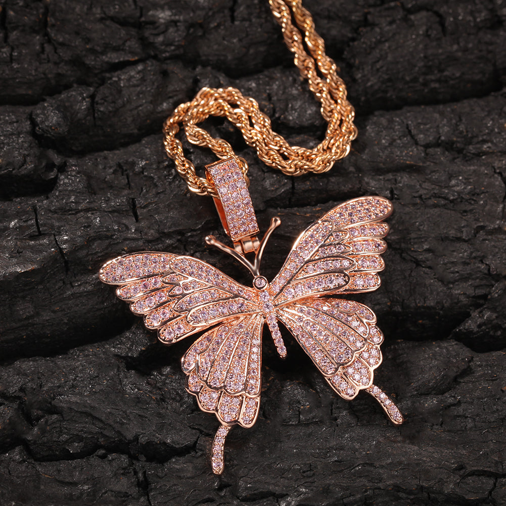 Iced Out Butterfly Pendant