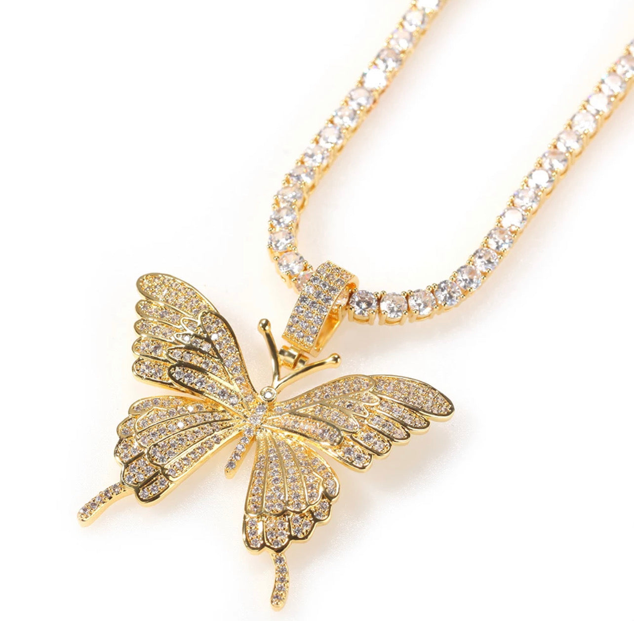 Iced Out Butterfly Pendant