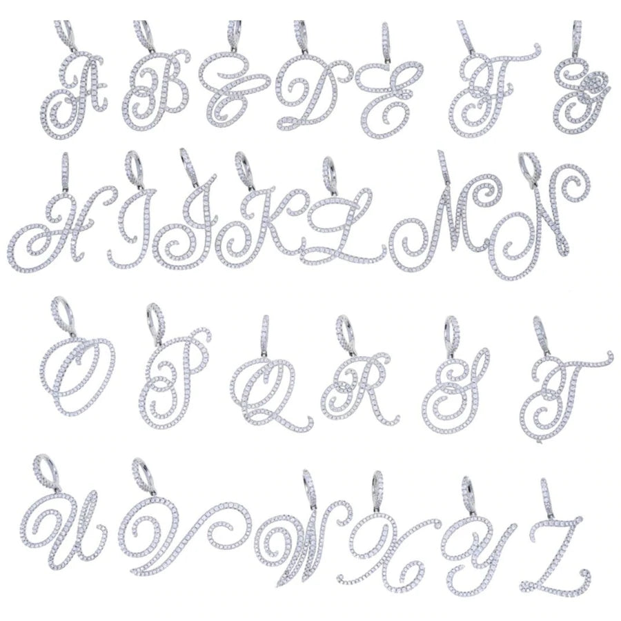 Icy Cursive Letter Pendant